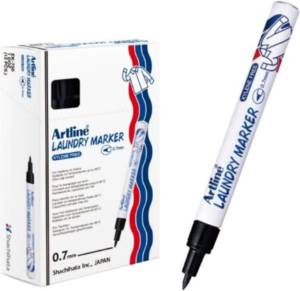 Laundry Fabric Markers Permanent For Clothes, Instant Dry High Density Ink For Bright Cloth, 0.7 mm Fine Tip - Black, 12 Pack