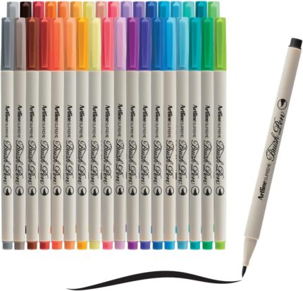 SUPREME EPFS-F Watercolor Pens, Water Based Color Brush Markers with Flexible Tip, Perfect for Drawing & Calligraphy, Multi-Color - 1 Count, 36 Pack