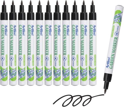 EK-780 Garden Markers, 0.8 mm Writing Width, UV Resistant, Waterproof Permanent Markers Ideal for Plant Labels, Quick-Dry Garden Marker for Plants Outdoor & Indoor Use - Black, 12 Pack