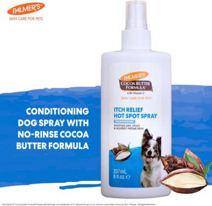 Palmer's for Pets Itch & Hot Spot Relief Spray with Cocoa Butter 8oz; Dog Skin Conditioner Spray with Vitamin E and Cocoa Butter, Skin Allergy Spray for Dogs