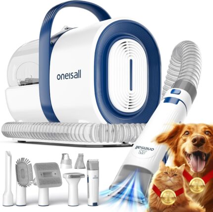 Dog Grooming Vacuum, Pet Grooming Vacuum with Clipper Nail Grinder, 1.5L Dust Cup Dog deshedding Vacuum Brush with 7 Pet Grooming Tools for Shedding Pet Hair, Home Cleaning